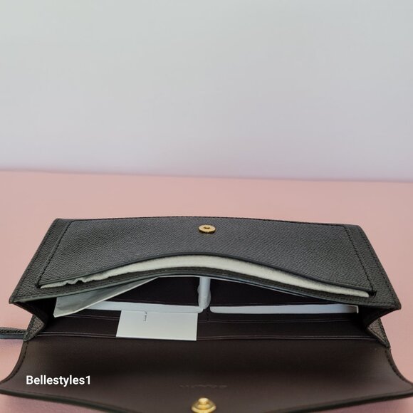 COACH Wyn Envelope Crossgrain Leather Wallet- Black color - Picture 14 of 16